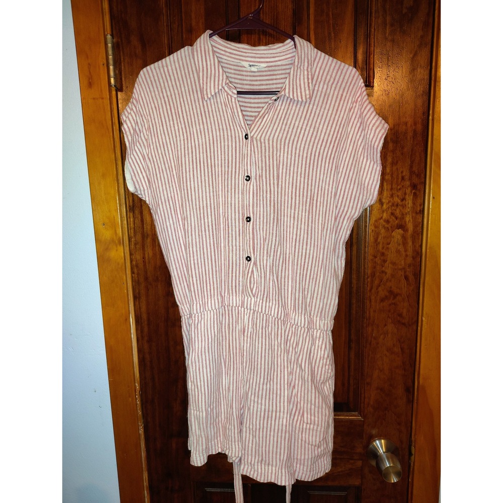Splendid Collection Womens Striped Button Front Drawstring Waist Romper XS